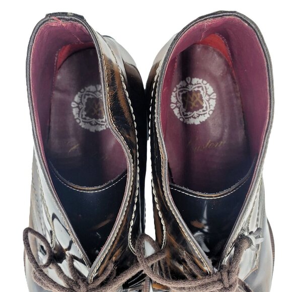 Mezlan Spain Antiqued Brown Gloss Leather Chukka Boots Mens 12 Dress Ankle Shoes - Picture 8 of 13